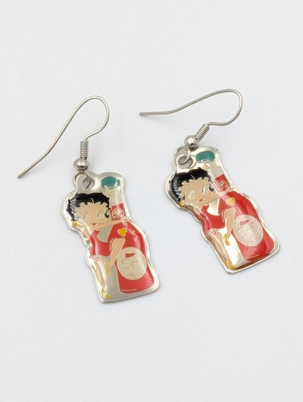 Betty Boop Hot Sauce Dangle Earrings By NJ Croce Silver Tone Enamel